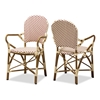 Baxton Studio Seva Classic French Indoor and Outdoor Beige and Red Bamboo Style Stackable Bistro Dining Chair Set of 2